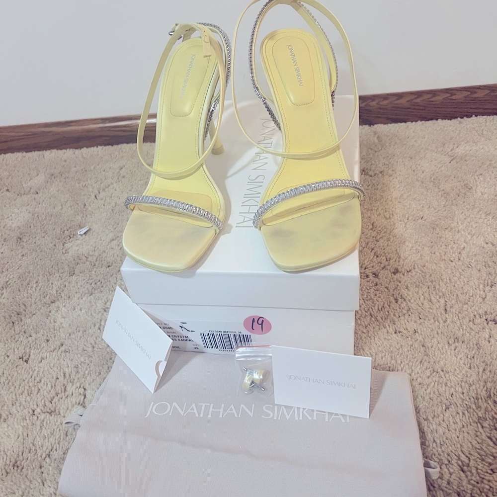 Jonathan Simkhai Luxon Crystal Harness Sandal in Daffodil size 39